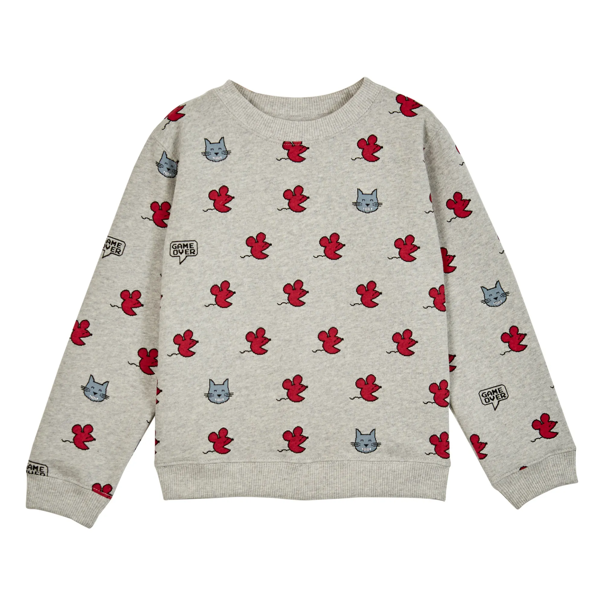 Emile Et Ida Grey Mouse Organic Cotton Velour Sweatshirt