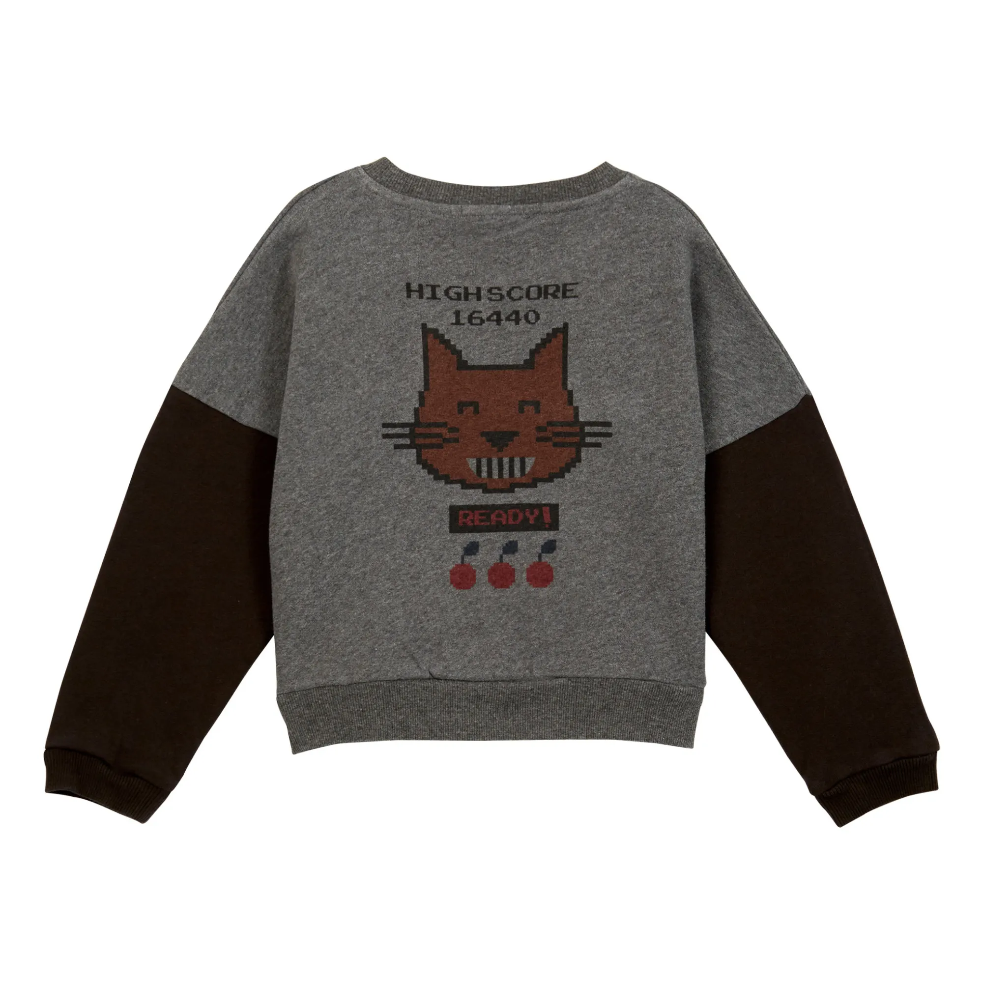 Emile Et Ida Charcoal Grey Organic Cotton Two-Tone Sweatshirt