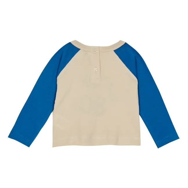 T-Shirt Coton Bio Bicolore 80s | Bleu