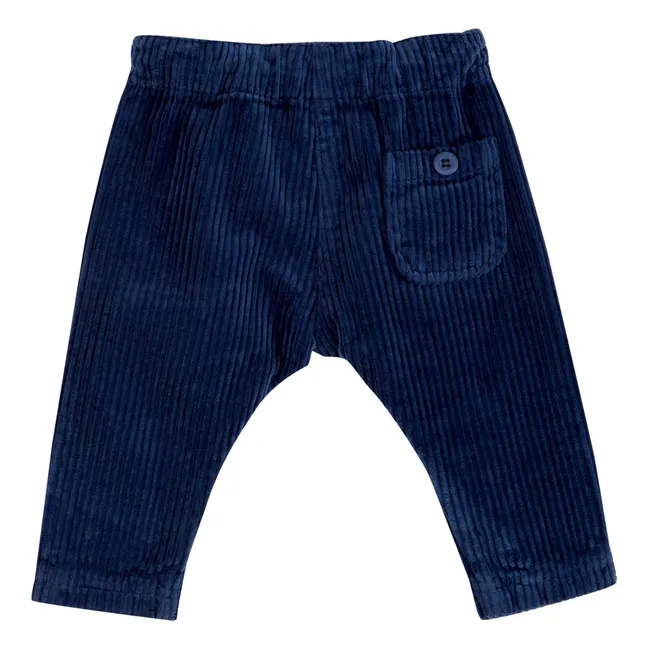 Pantalon Velours Côtelé Boutonné | Bleu nuit
