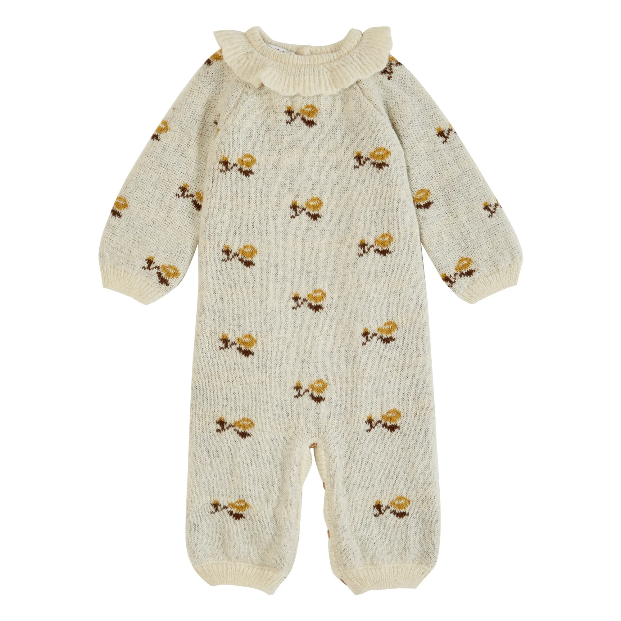 Emile Et Ida Ecru Floral Knit Jumpsuit