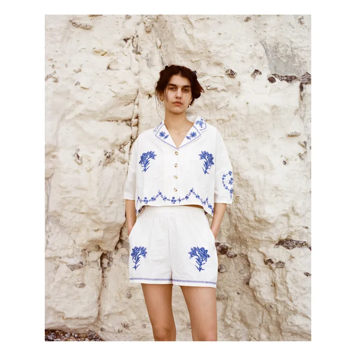 Shorts, modello: Caspia, con ricami | Bianco- Immagine del prodotto n°1