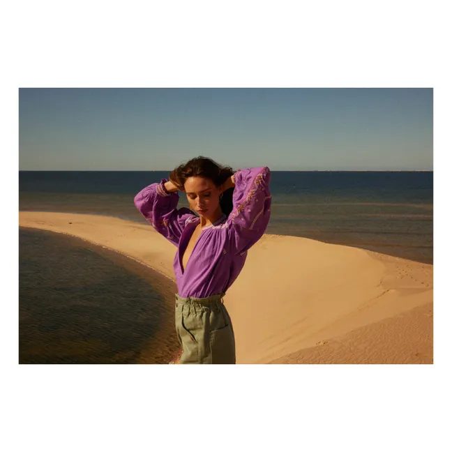 Short Denim Paper Bag Coton Bio | Vert pistache