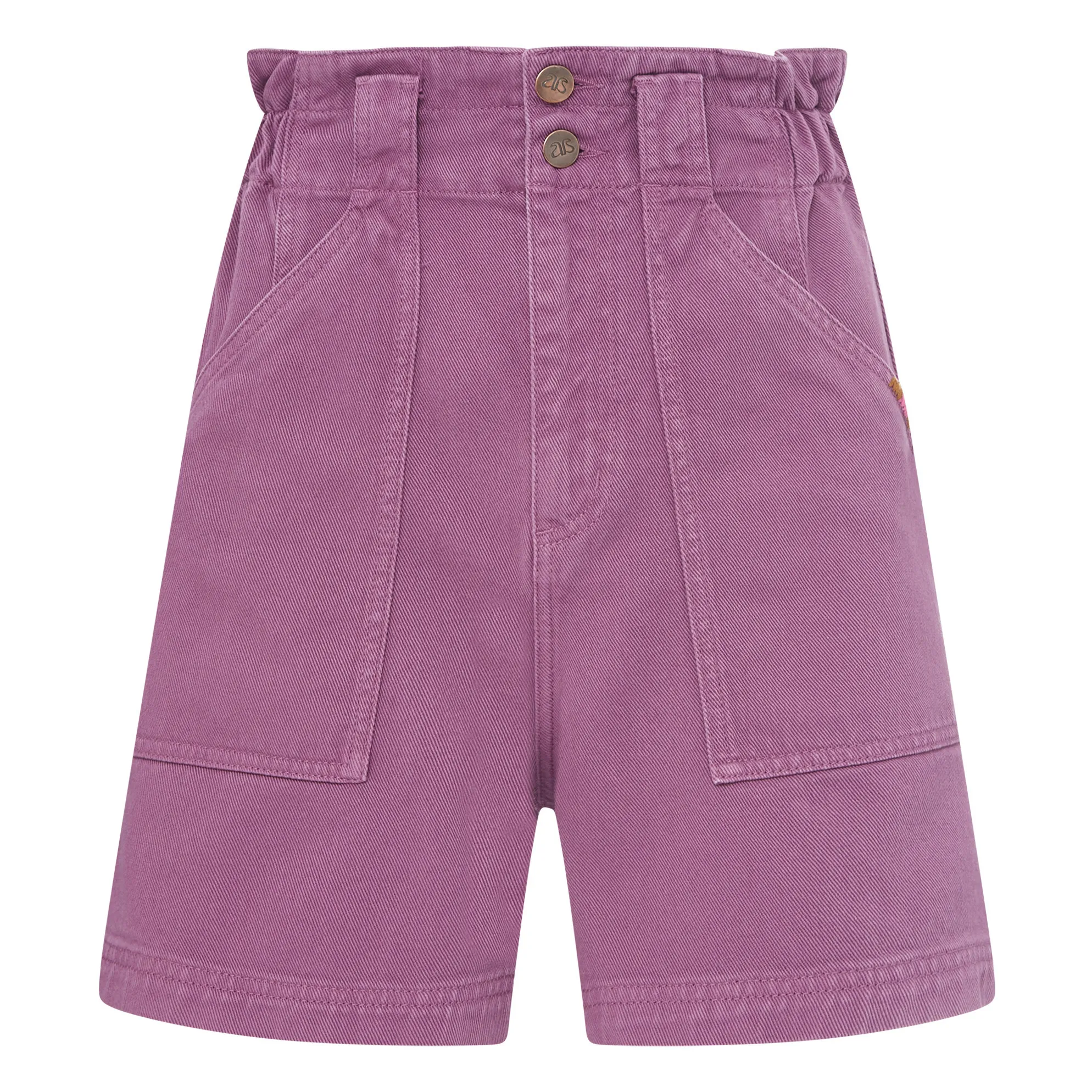 Alma Deia Plum Organic Cotton Denim Paper Bag Shorts