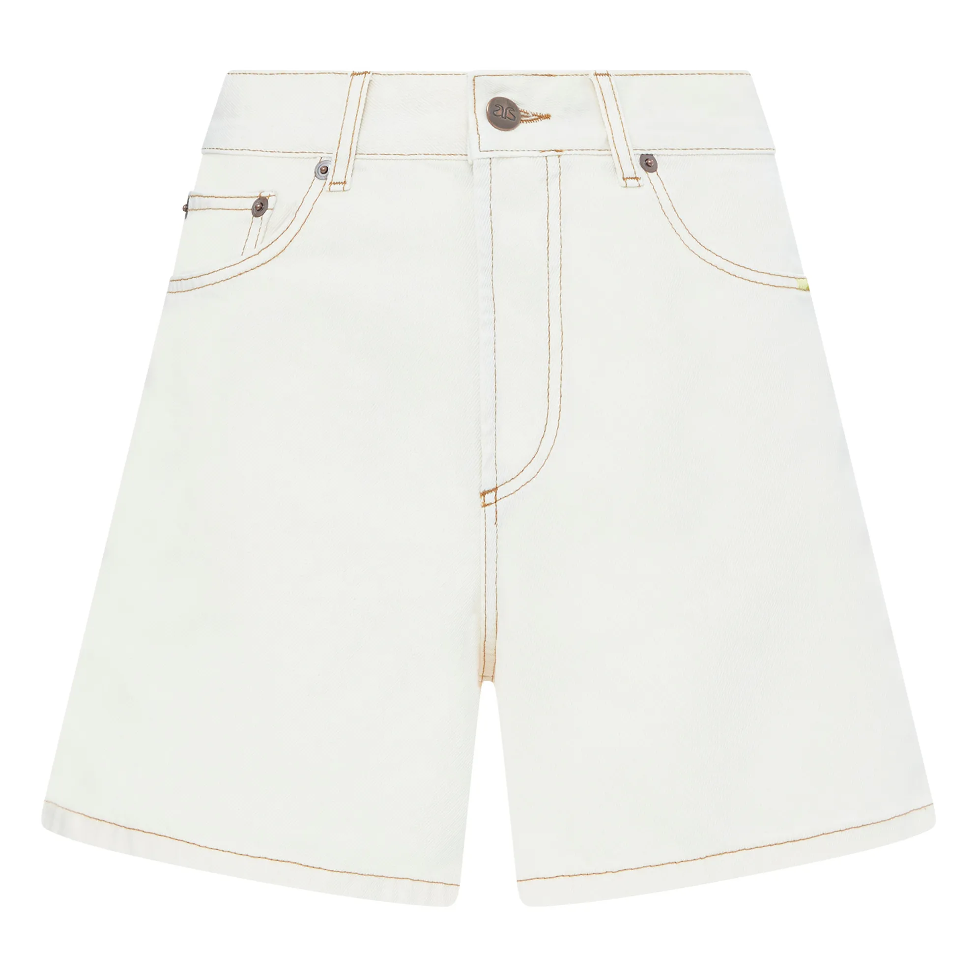 Alma Deia Off White Organic Cotton High Waisted Denim Shorts