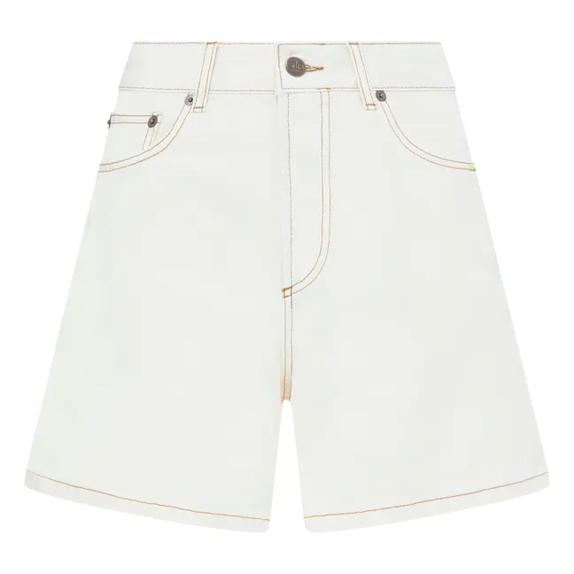 Short en Jean Taille Haute en Coton Bio | Blanc cassé
