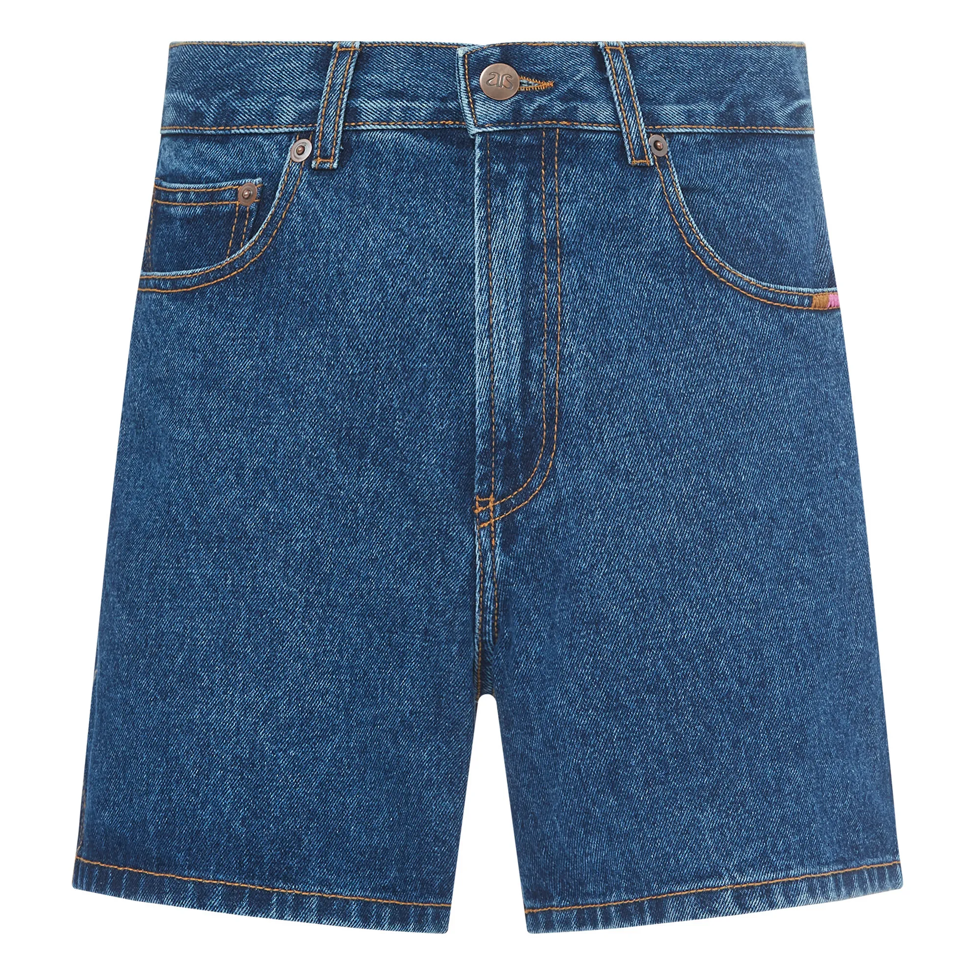Alma Deia Denim Stonewashed Organic Cotton High Waisted Denim Shorts