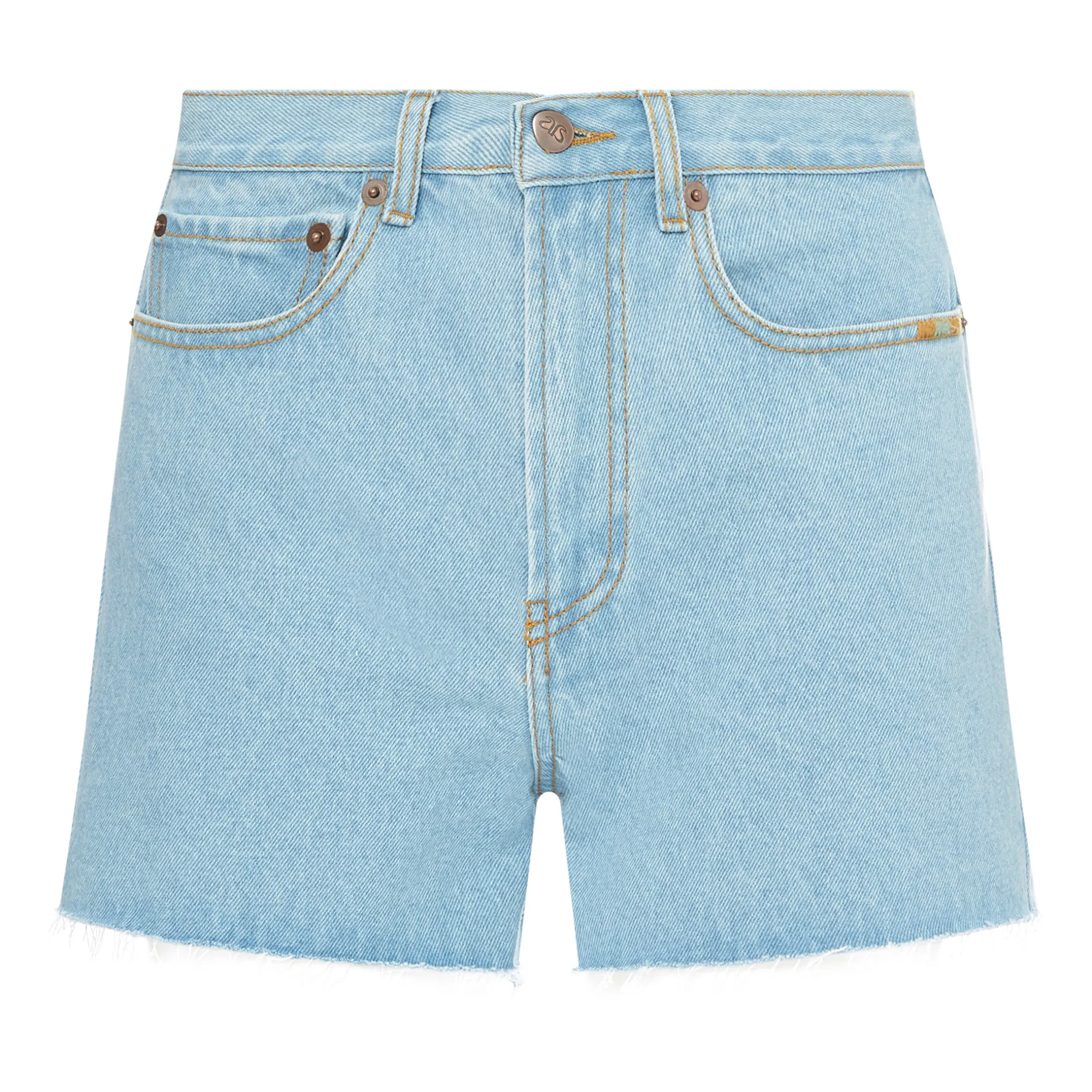 Alma Deia Denim Bleached Fringe Organic Cotton Denim Shorts