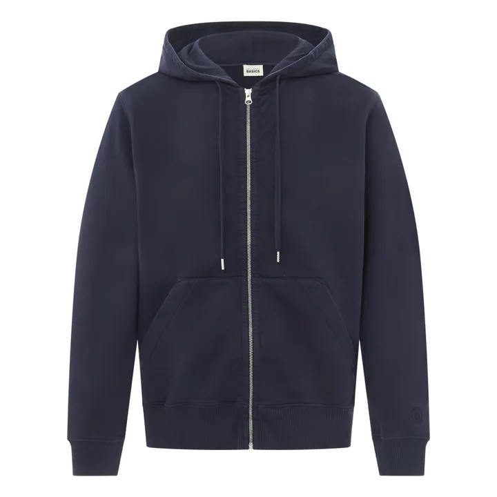 Organic Cotton Zip-Up Hoodie | Navy blue- Product image n°0