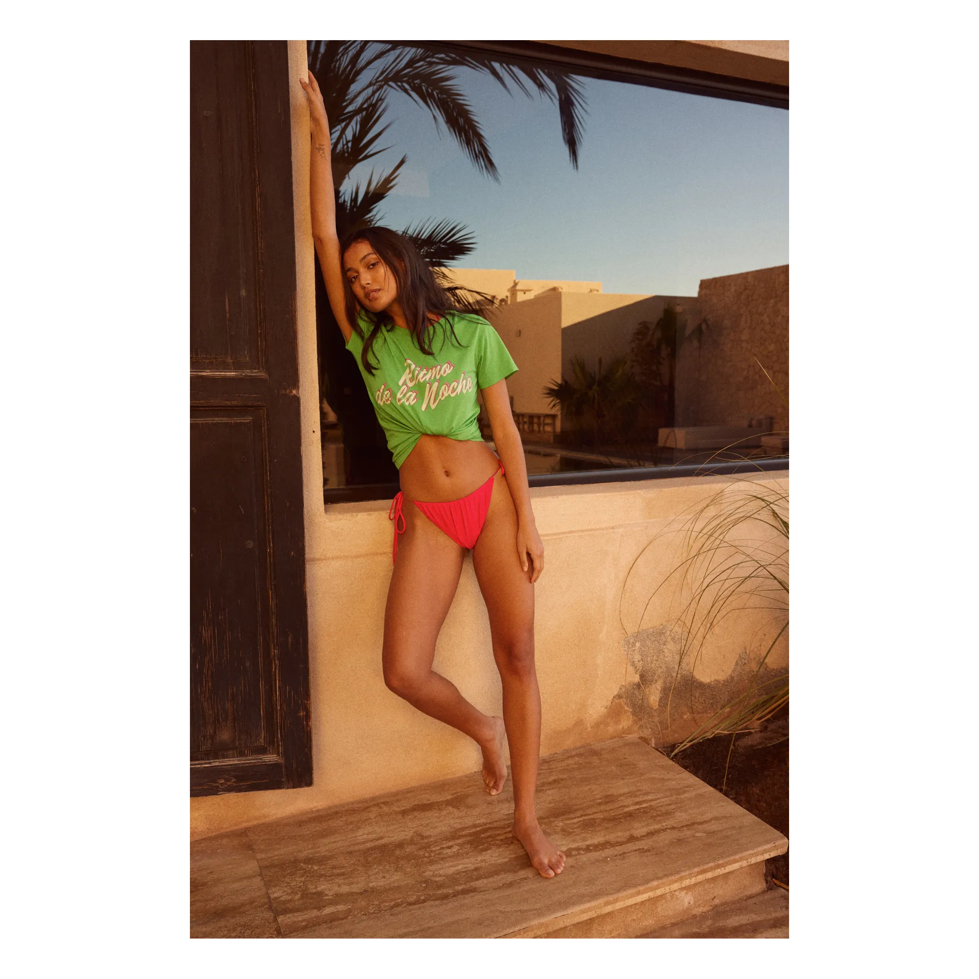Alma Deia Fuchsia Gathered Bikini Bottom