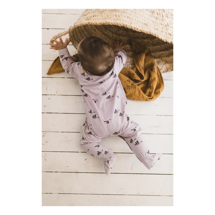 Pijama con pies Amalia con estampado de ocas | Lila- Imagen del producto n°4