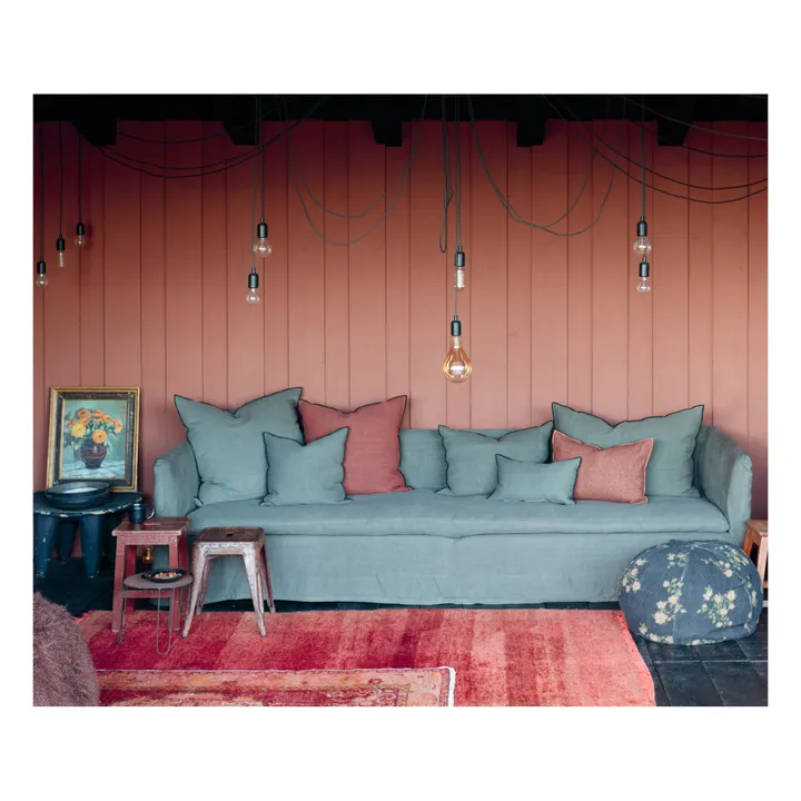 Coussin Vice versa black line en lin lavé stone washed | Encre- Image produit n°3