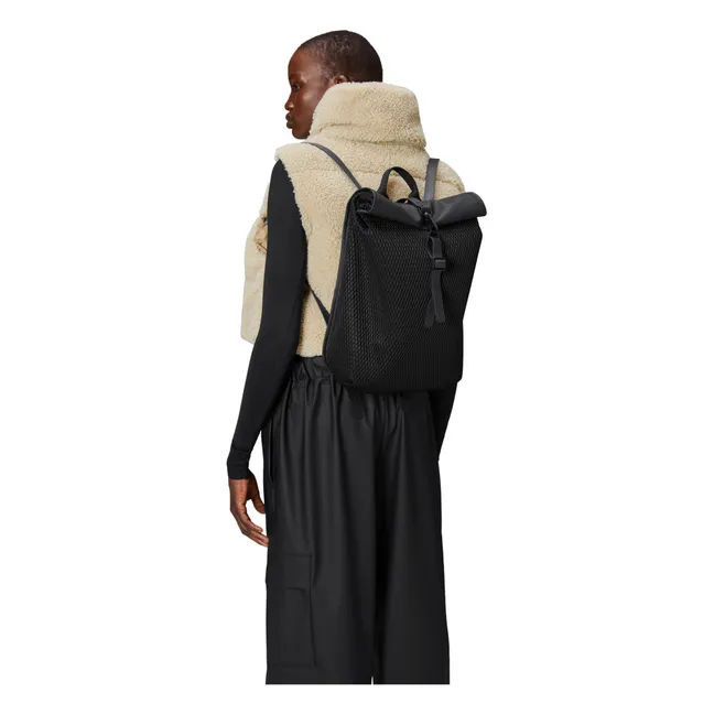 Rolltop Rucksack Mesh Mini Backpack | Black
