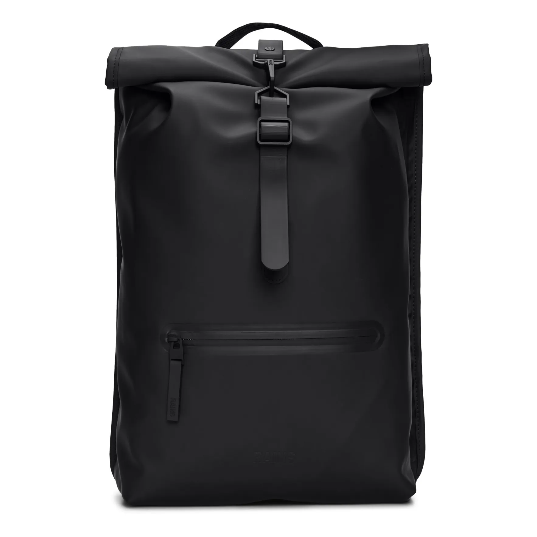 Rains Black Rolltop Rucksack Backpack