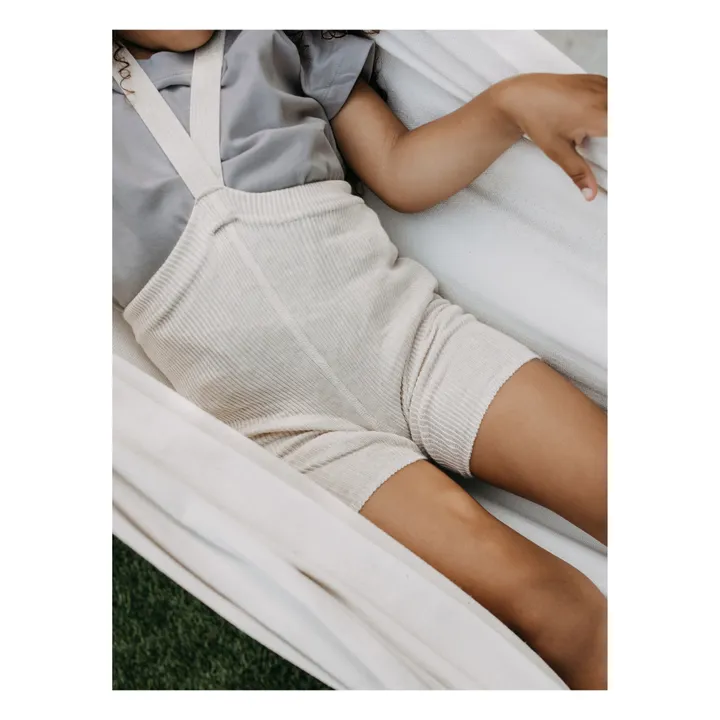 Short à Bretelles Coton Bio | Ecru- Image produit n°2