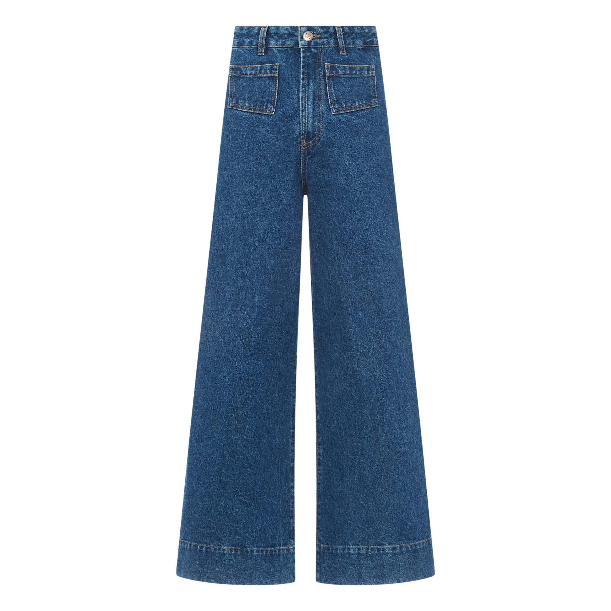 Alma Deia Denim Stonewashed Organic Cotton Flared Jeans