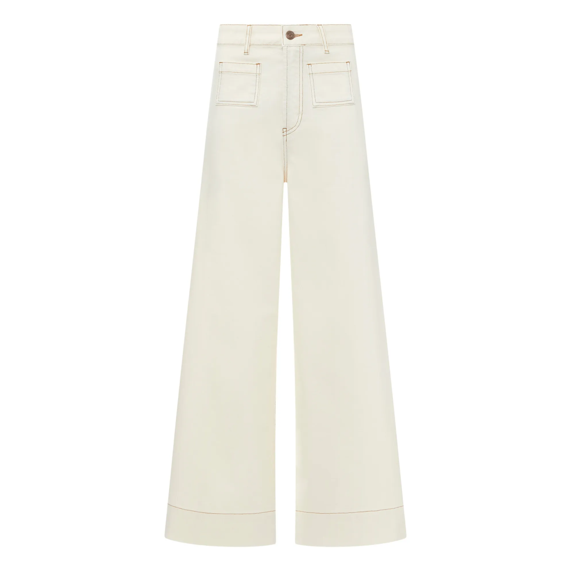 Alma Deia Off White Organic Cotton Flared Jeans