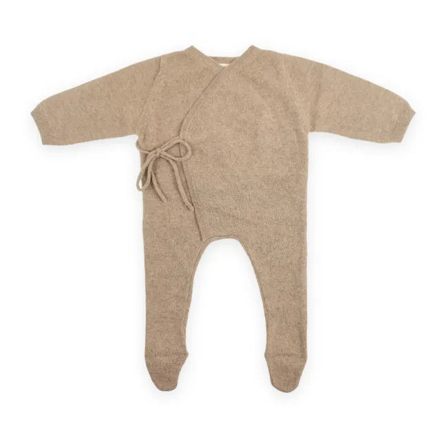 Organic Cashmere Babygrow Jumpsuit | Camel