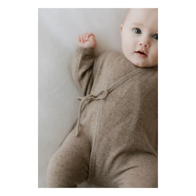 Organic Cashmere Babygrow Jumpsuit | Camel