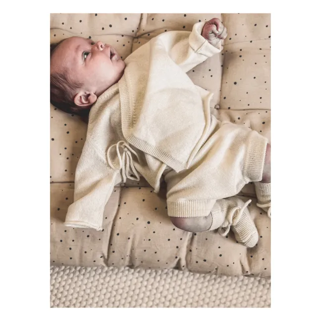Set Bloomer + Strickjacke Herzausschnitt Bio-Kaschmir | Elfenbeinfarben