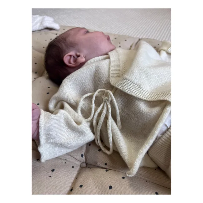 Set Bloomer + Strickjacke Herzausschnitt Bio-Kaschmir | Elfenbeinfarben