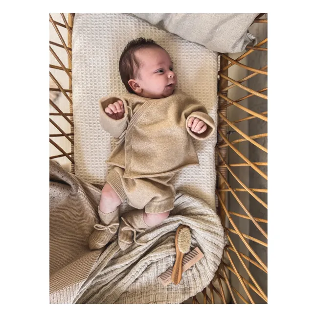 Set Bloomer + Strickjacke Herzausschnitt Bio-Kaschmir | Beige