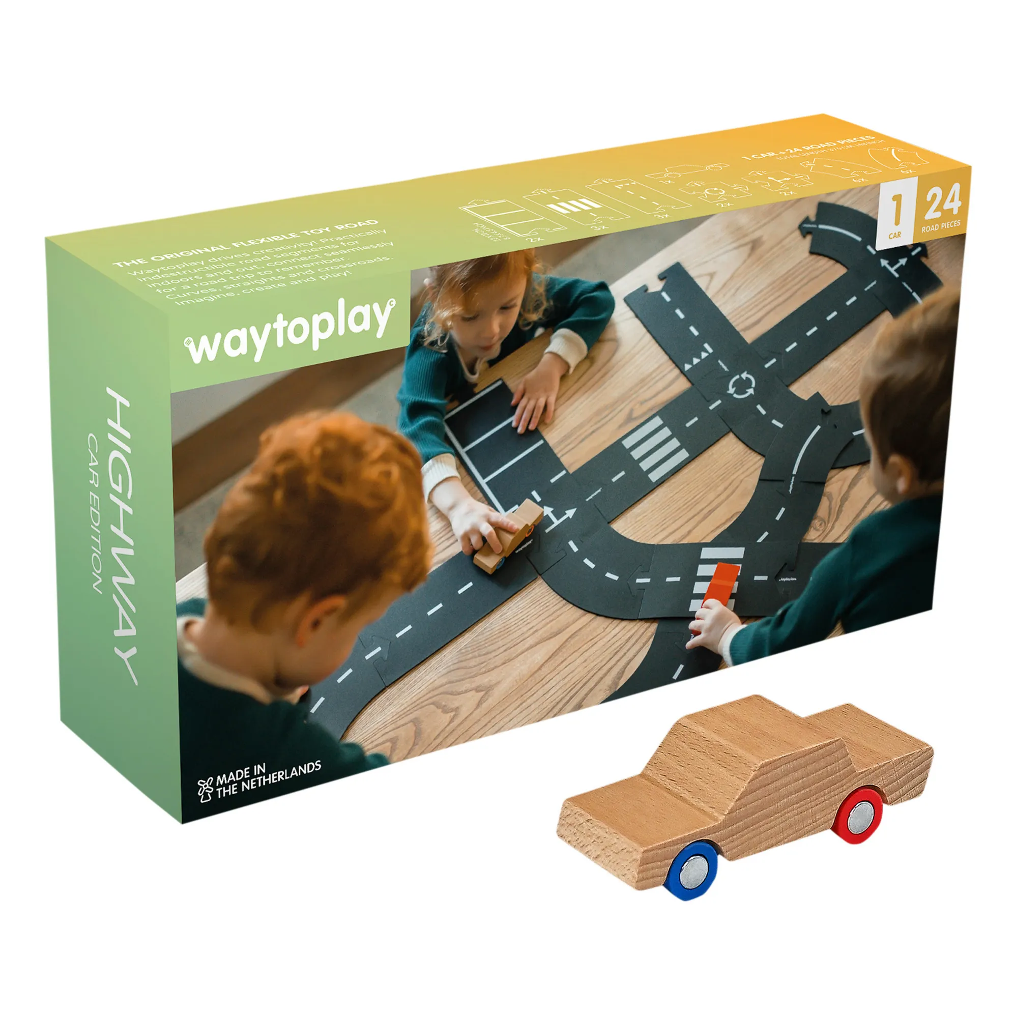 Waytoplay Multicoloured Highway Circuit With 1 Car - 24 Pieces