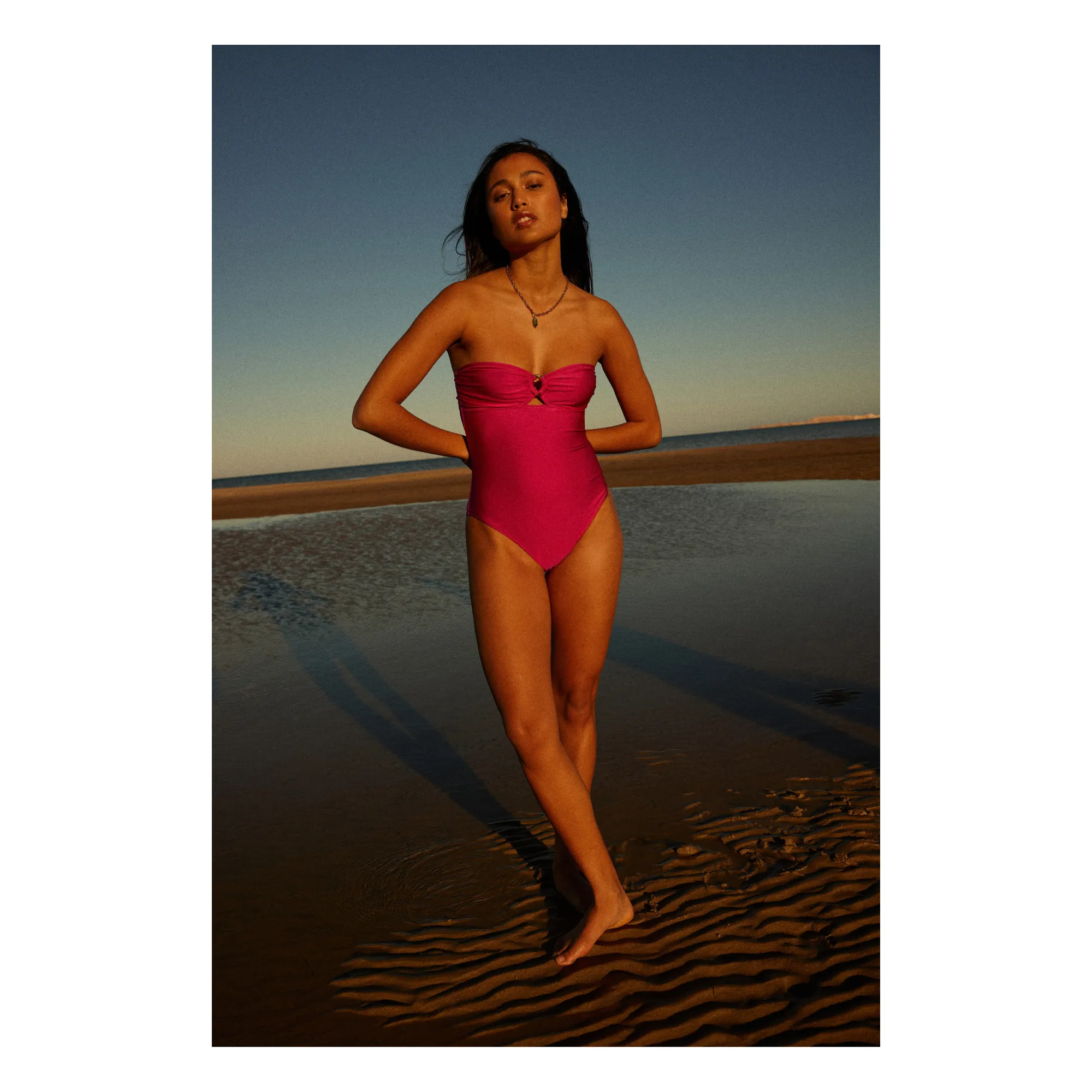 Alma Deia Magenta Bandeau One-Piece Swimsuit