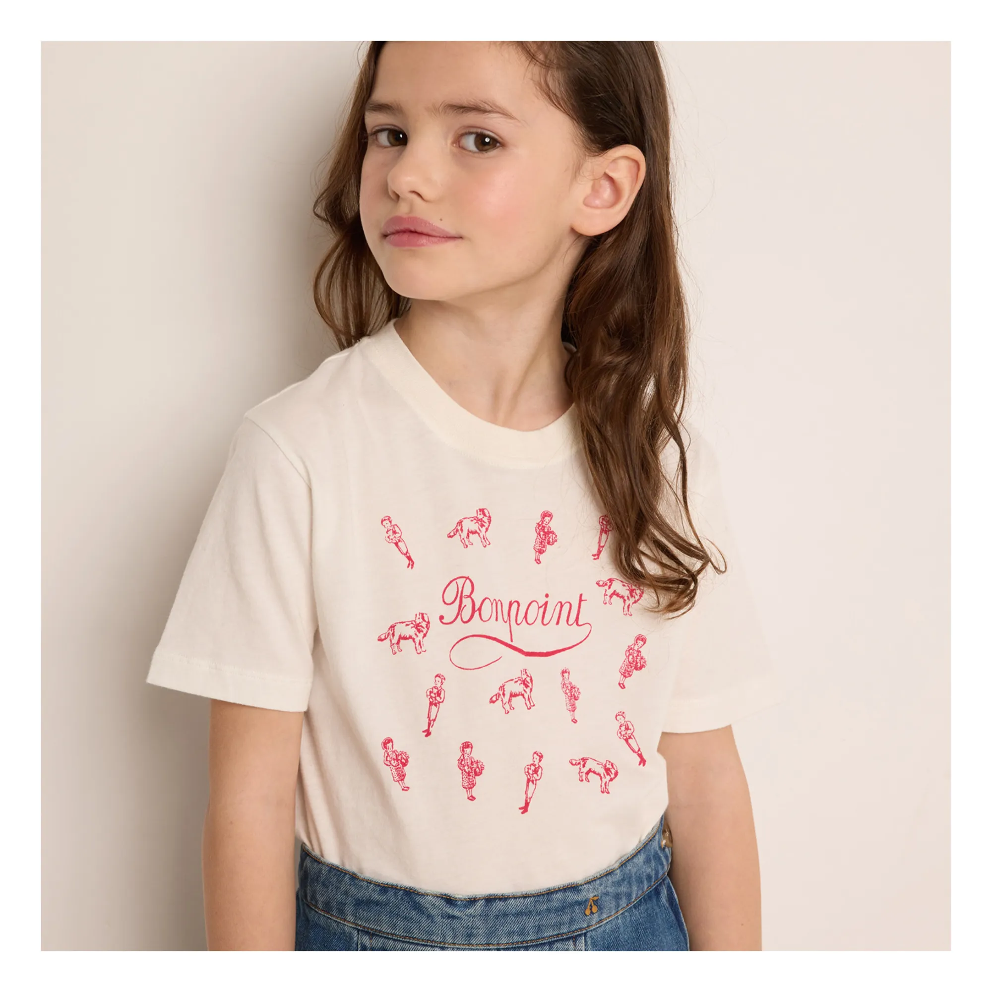 P05【Bonpoint】Thida プリントTシャツ 10~14A (#104) Bonpoint - Thida T-shirt - Ecru | Smallable