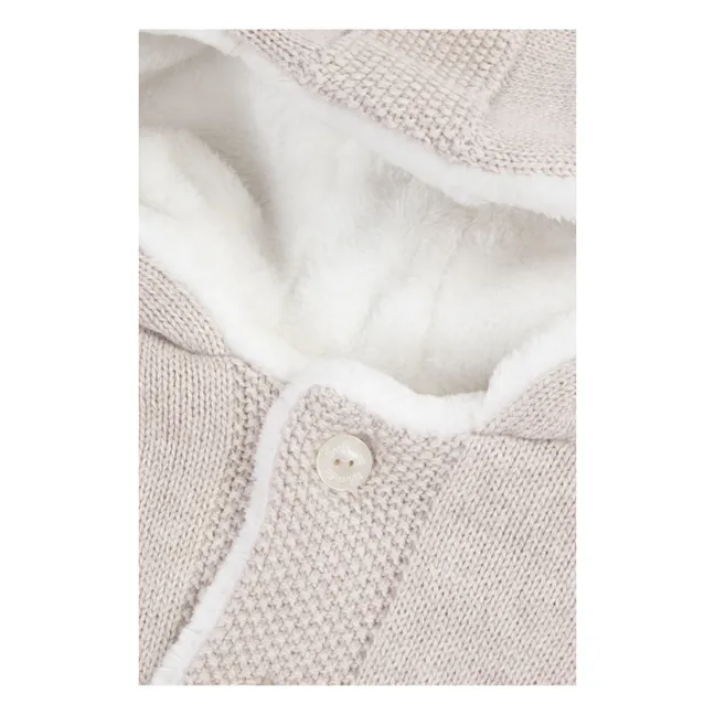 Abrigo de piel de algodón, lana y cachemira | Beige chiné