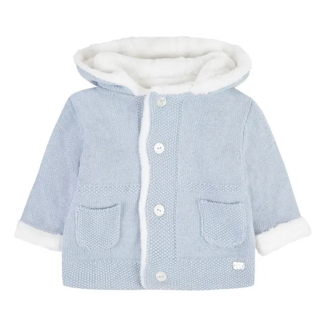 Cotton, Wool and Cashmere Fur Coat | Light blue