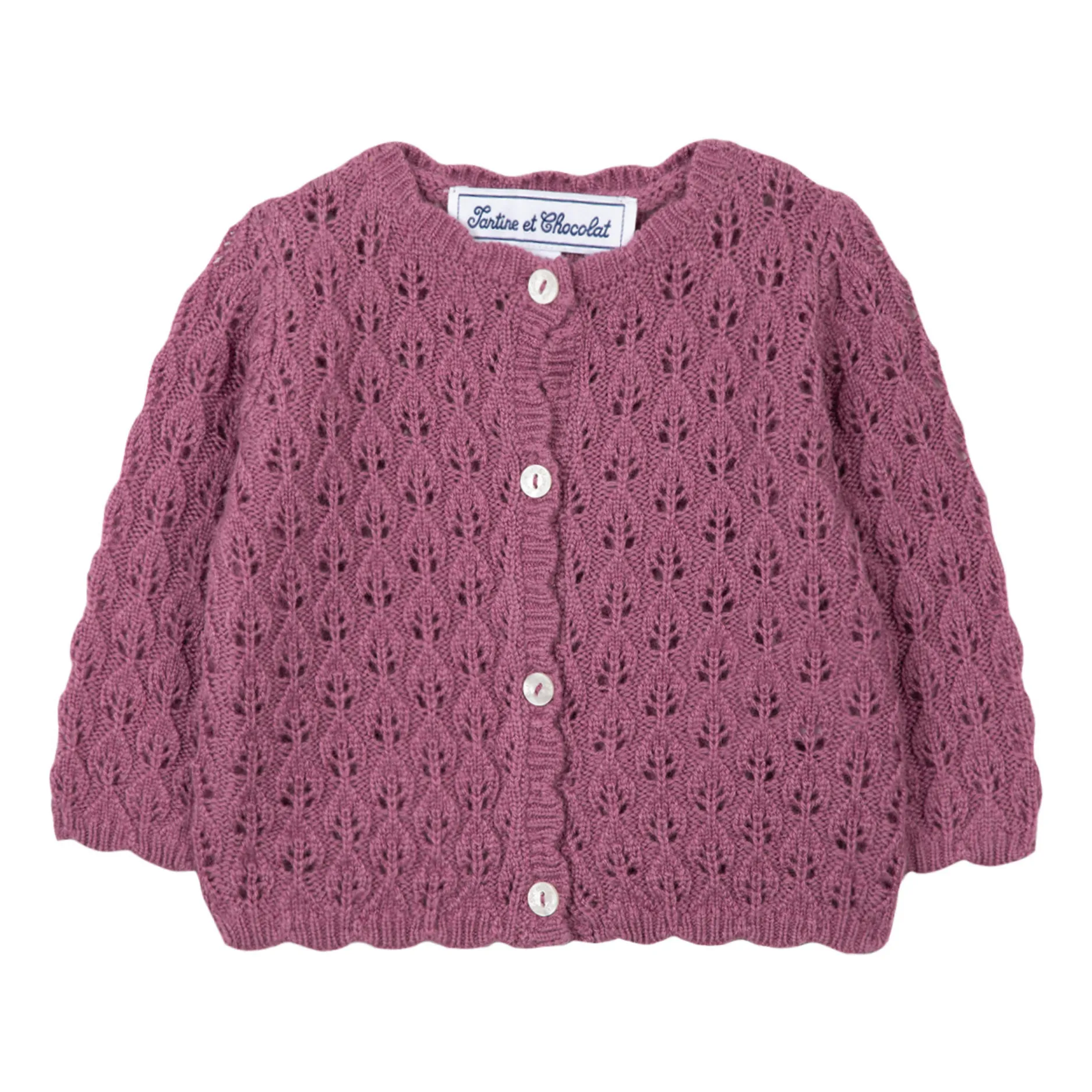 Tartine Et Chocolat Dark Purple Openwork Cardigan