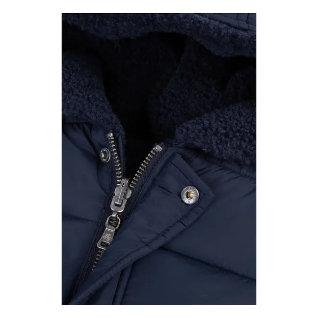 Sherpa Reversible Faux Fur Baby Snowsuit | Navy blue