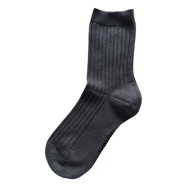 Calcetines de cachemira calados Max | Gris Antracita