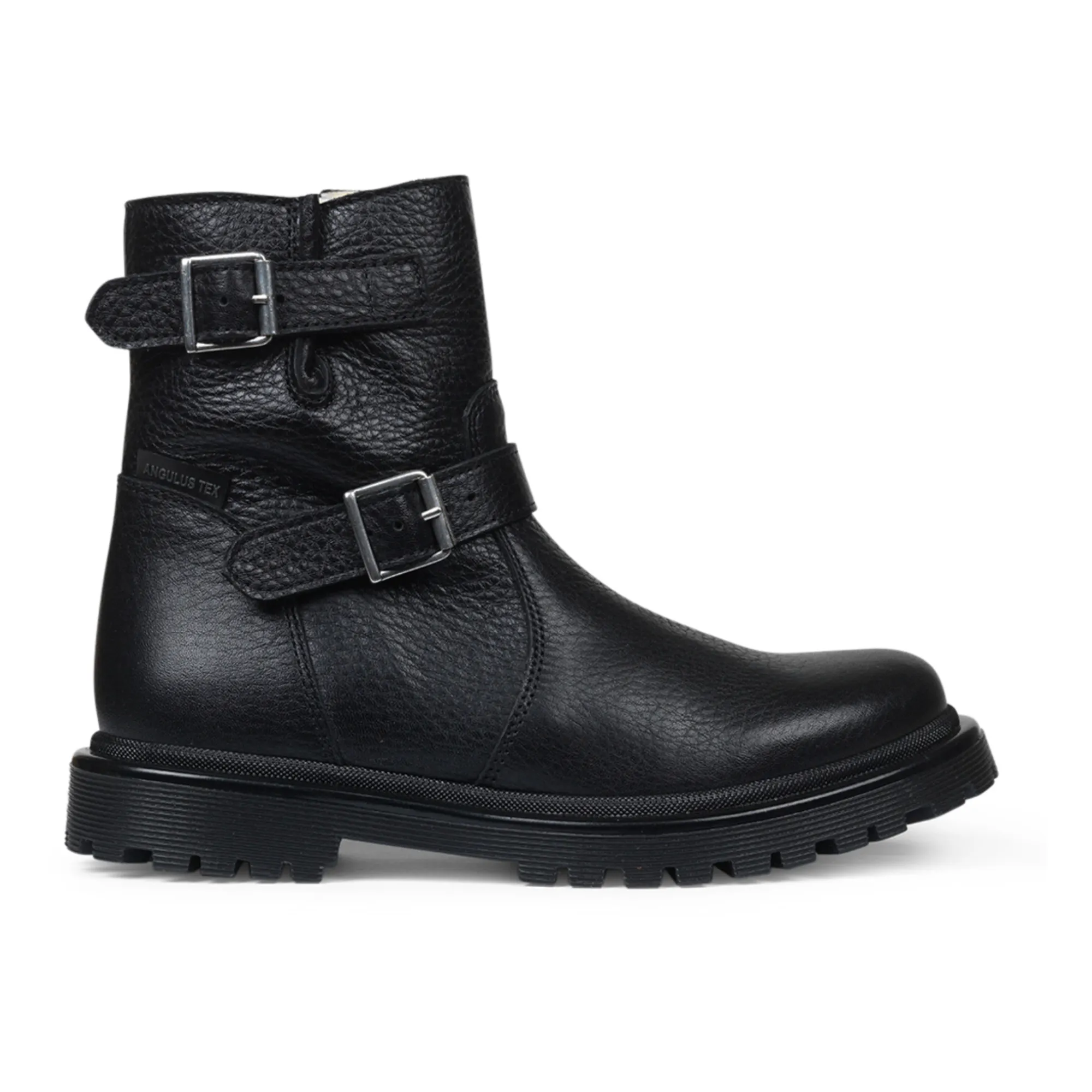 Angulus Black Fur-Lined Zip-Up Ankle Boots