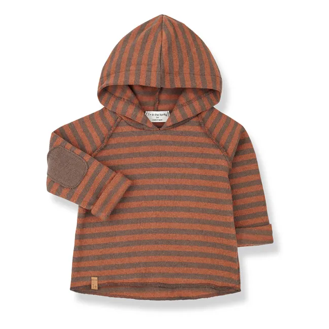 Leandre Striped Recycled Material Hoody | Brown