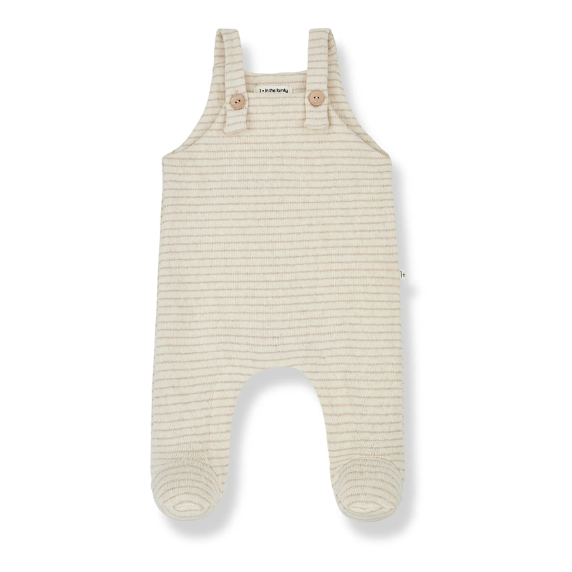 1+ In The Family Unisex Ecru Dominique Recycled Fibre Striped Overalls