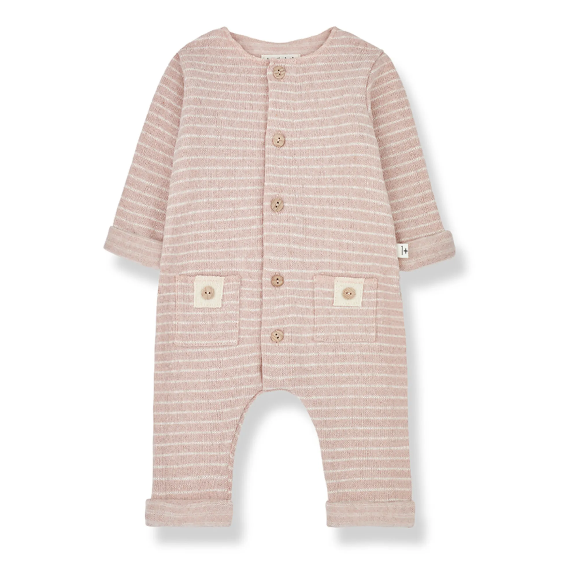 1+ In The Family Pale Pink Achille Recycled Fibre Striped Jumpsuit