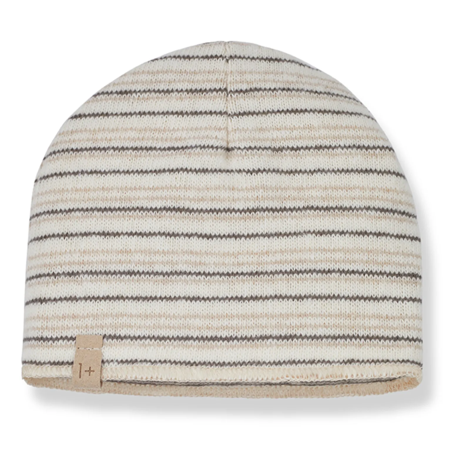 1+ In The Family Ecru Perrin Recycled Fibre Striped Beanie