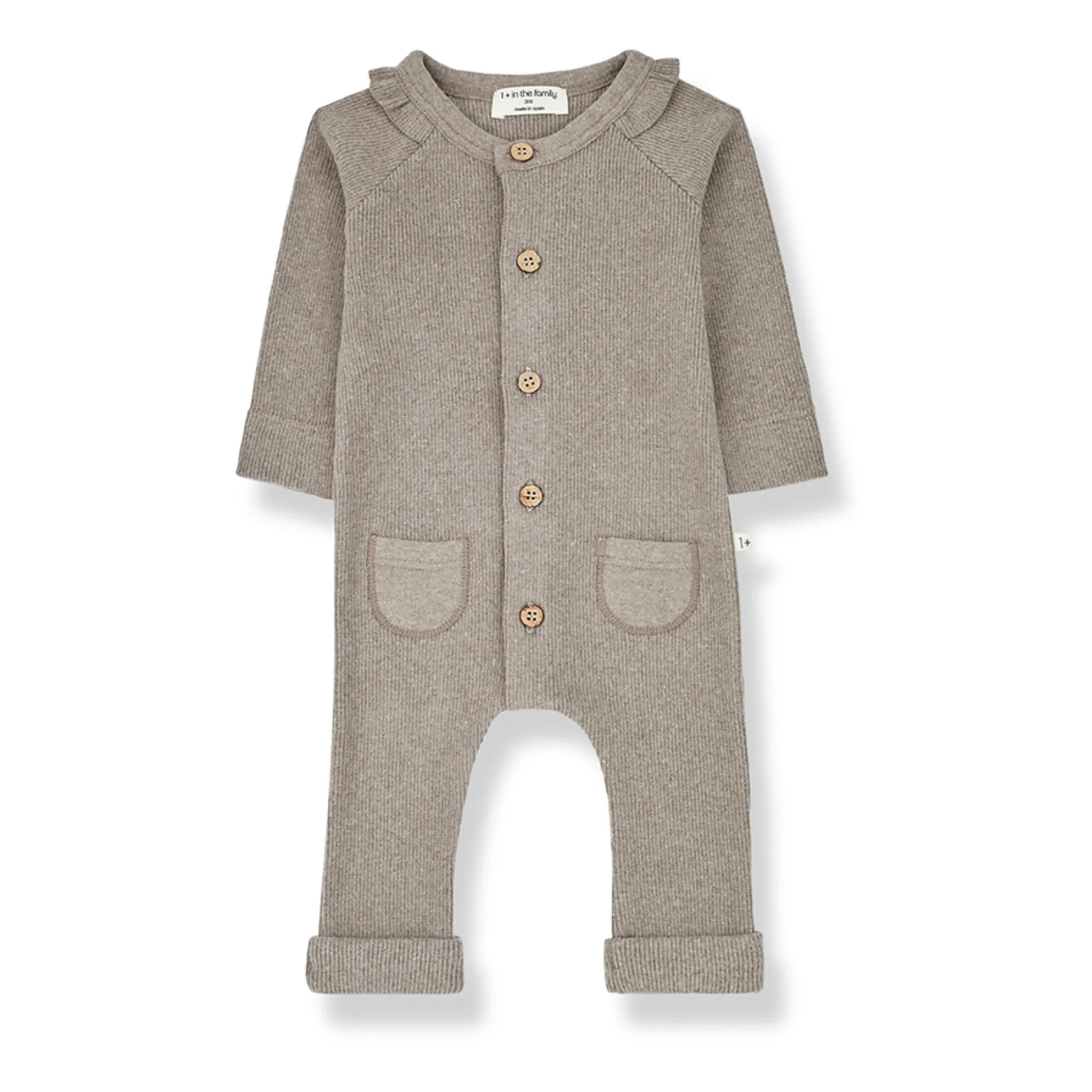 1+ In The Family Taupe Brown Marie Ribbed Jumpsuit