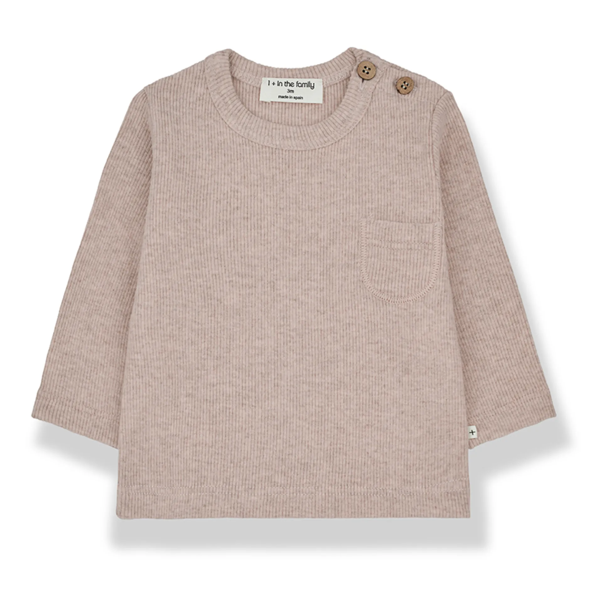 1+ In The Family Pale Pink Unai Ribbed T-Shirt