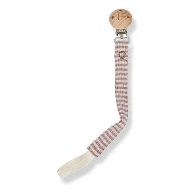 Aina Ribbed Striped Pacifier Clip | Mauve