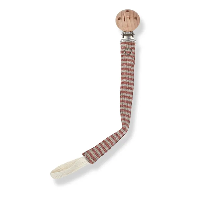 Aina Ribbed Striped Pacifier Clip | Brown