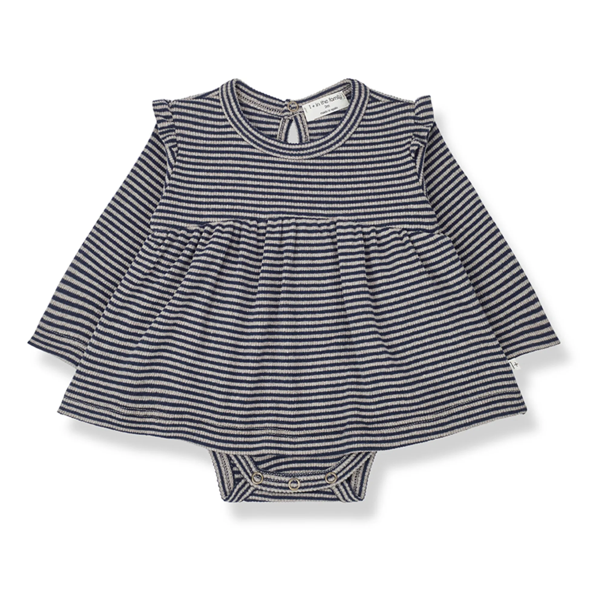 1+ In The Family Navy Blue Izet Striped Ribbed Bodysuit Dress
