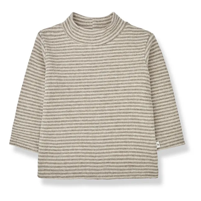 Kros Striped Ribbed Roll Neck T-Shirt | Beige