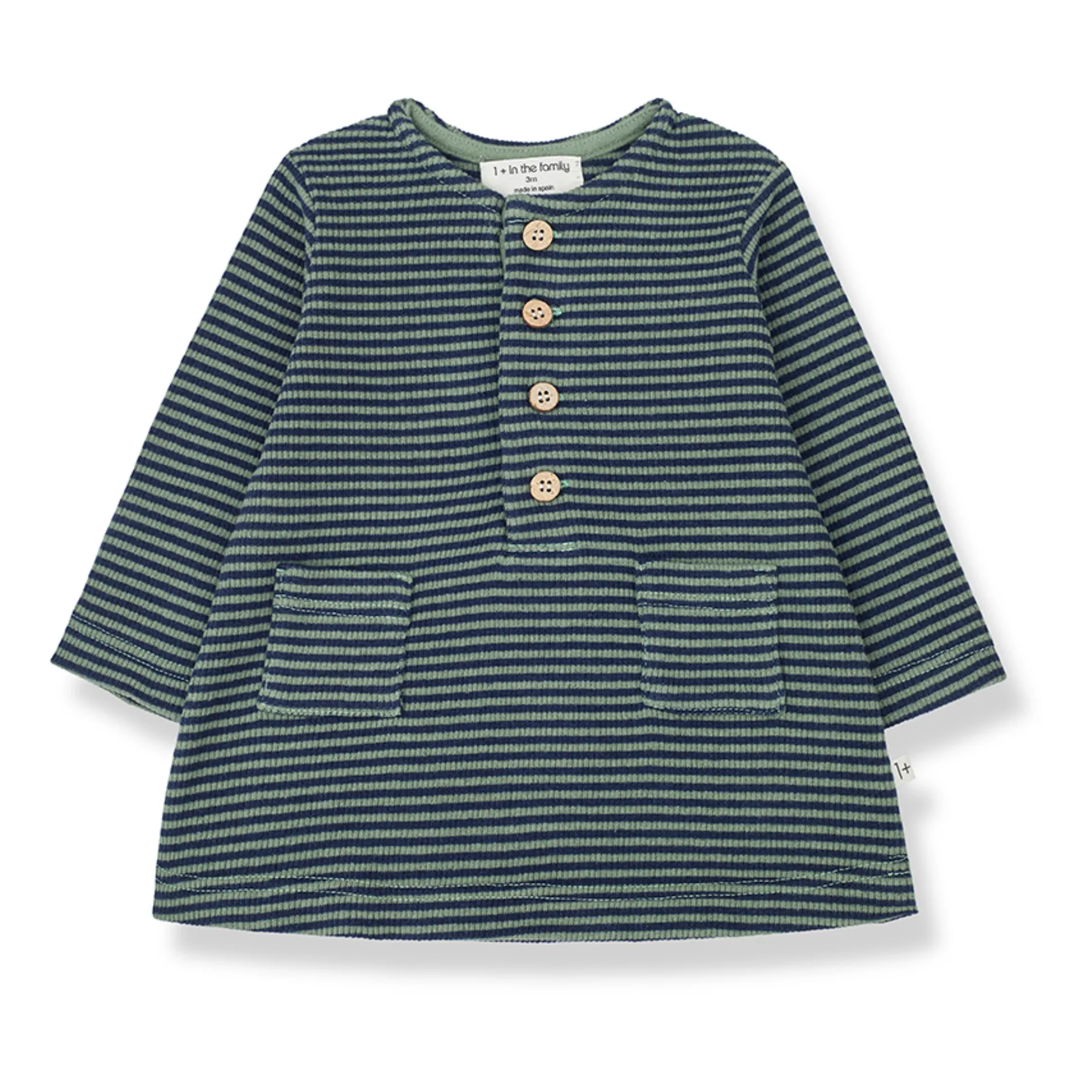 1+ In The Family Blue Green Dima Striped Ribbed Dress