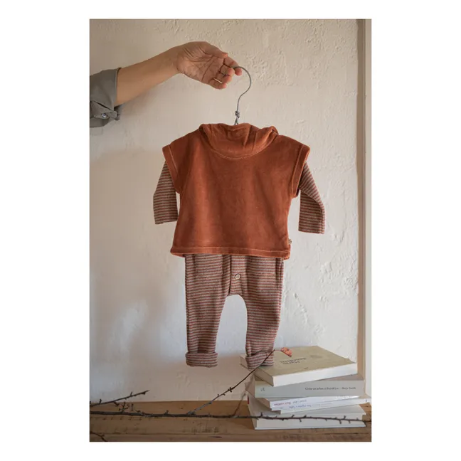 Ärmelloses Samt-Sweatshirt mit Kapuze Timea | Terracotta
