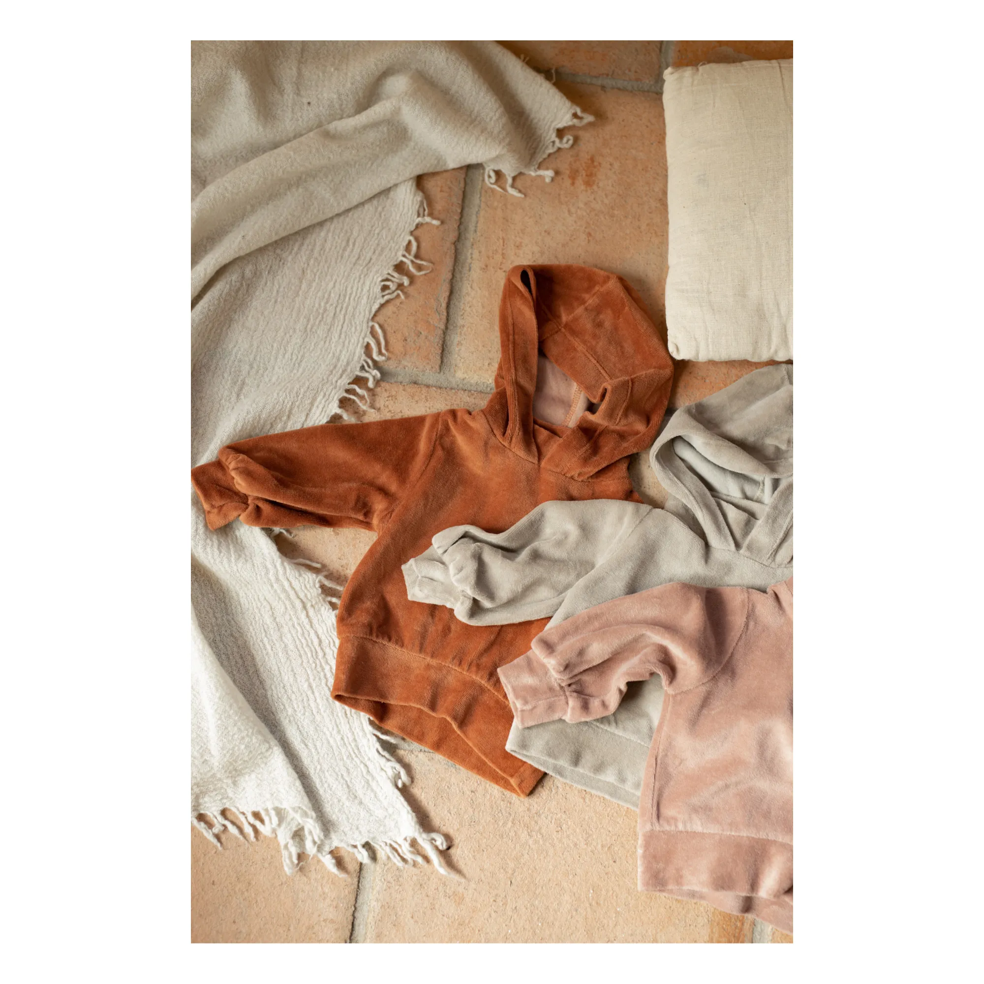 Albina Velour Hoodie | Taupe brown- Product image n°1