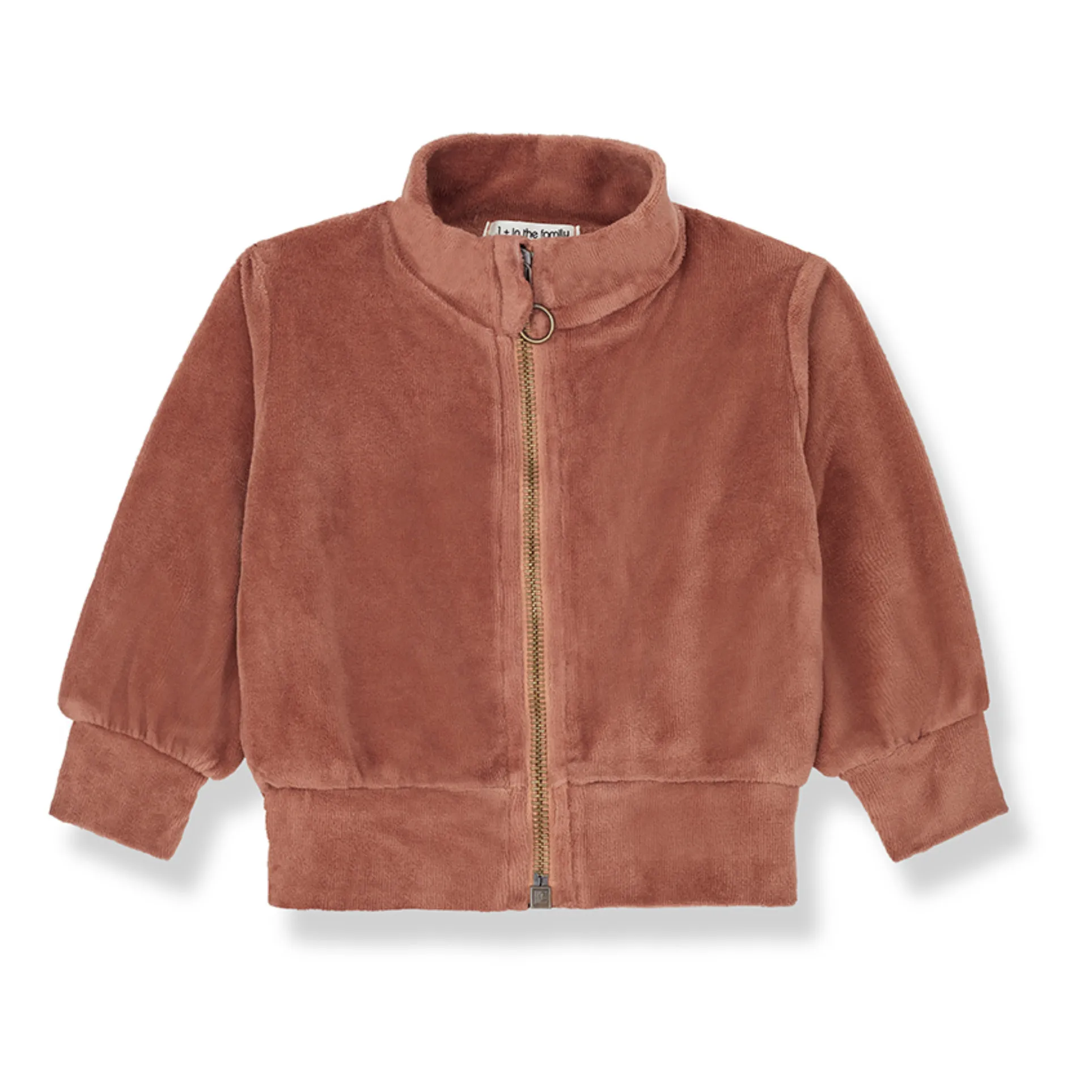 1+ In The Family Terracotta Ganna Velvet Roll Neck Zip Sweat Top