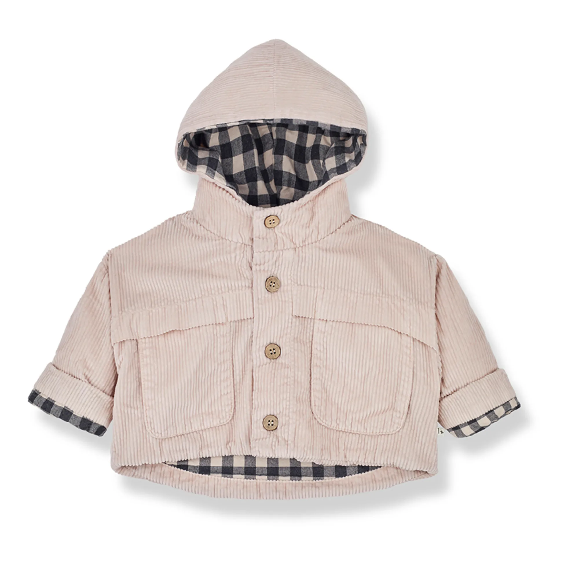 1+ In The Family Pale Pink Kurt Corduroy Hooded Jacket